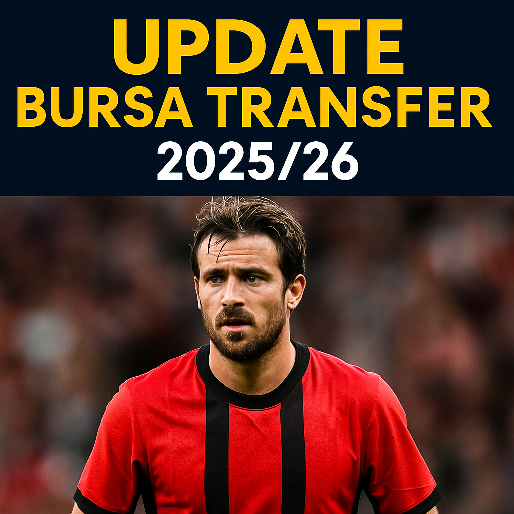 Update bursa transfer 2025/26 dengan pemain sepak bola di stadion malam