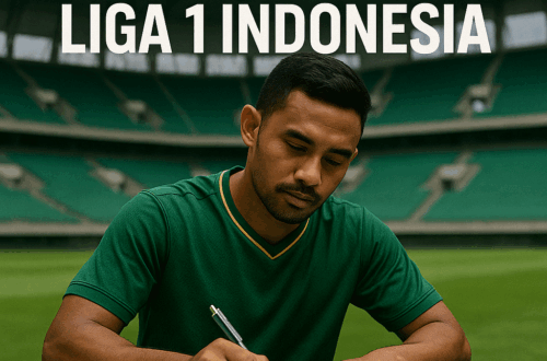 pemain sepak bola Indonesia menandatangani kontrak transfer di stadion